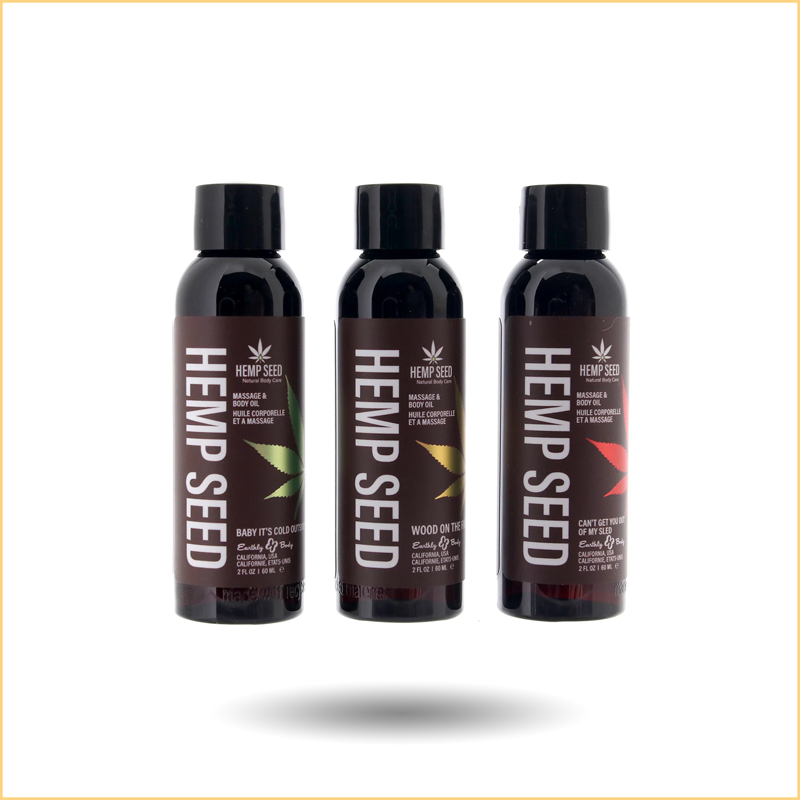 Hemp Seed Massage Oil Holiday Gift Set in 2oz/60mL x 3