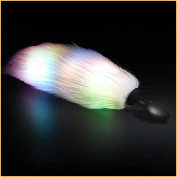 Glowing Fox Tail Silicone Butt Plug